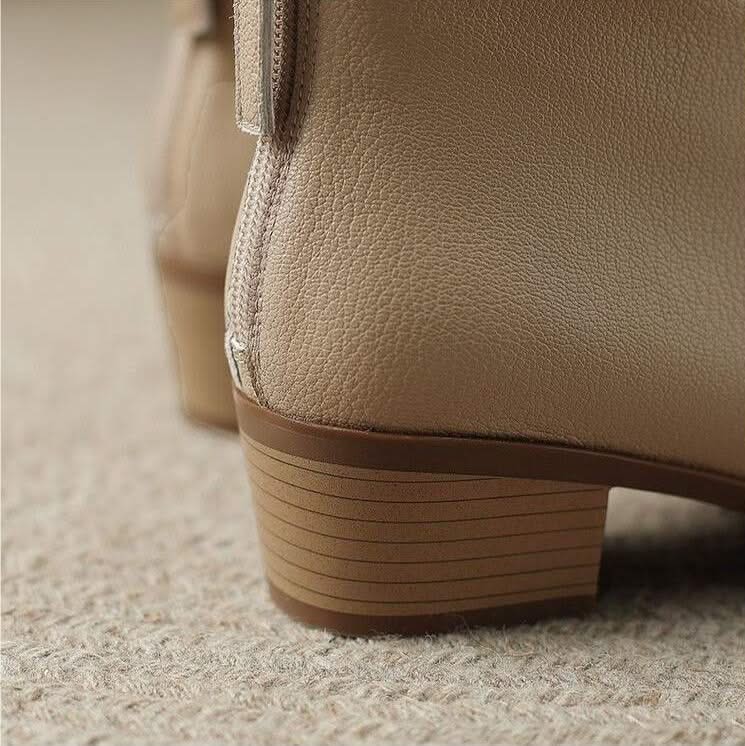 Stylish women's black zip ankle boots with pointed toe, perfect for chic office or casual outfits.