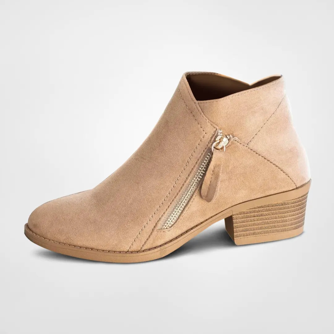 Chic women's heeled ankle boots with an easy-on zipper, ideal for stylish fall and winter wear.