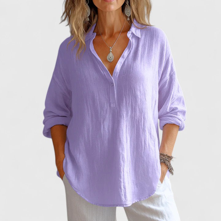 Comfortable green women's stylish blouse, ideal for spring & everyday wear. Elegant long sleeve top.