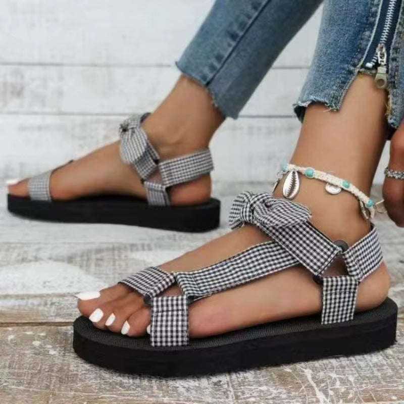 Comfortable women's boho wrap sandals. Stylish summer shoes for casual wear, beach trips, or festivals.
