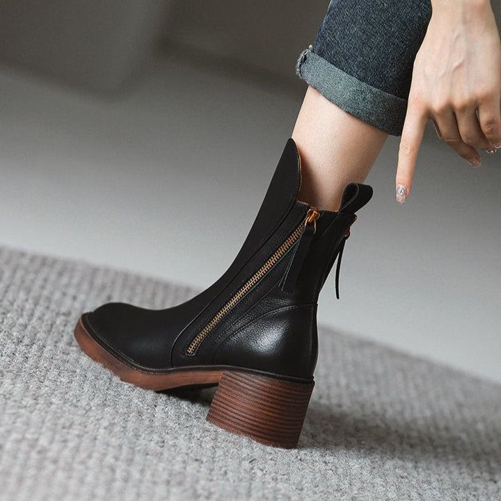 Sleek women's high-heel ankle boots, ideal for adding a touch of elegant fashion to fall and winter outfits.