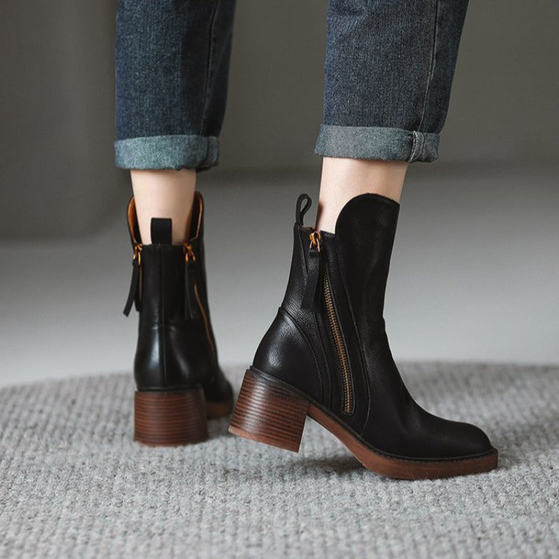 Stylish high-heel ankle boots for women, perfect for both fall fashion trends and elegant winter outfits.