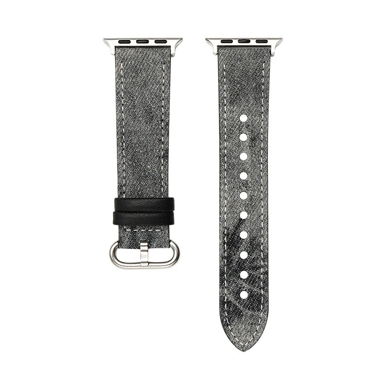Durable women's denim smartwatch band, comfortable & stylish replacement watch strap accessory.