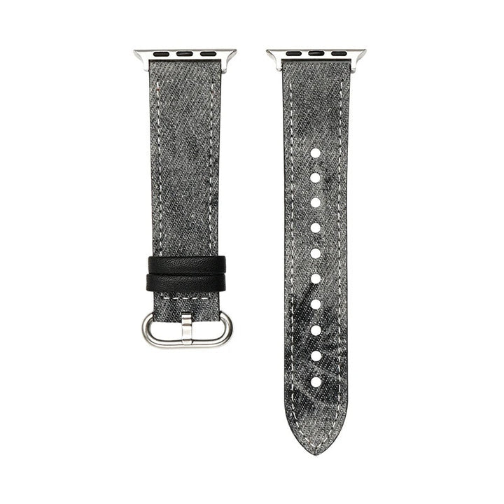 Durable women's denim smartwatch band, comfortable & stylish replacement watch strap accessory.