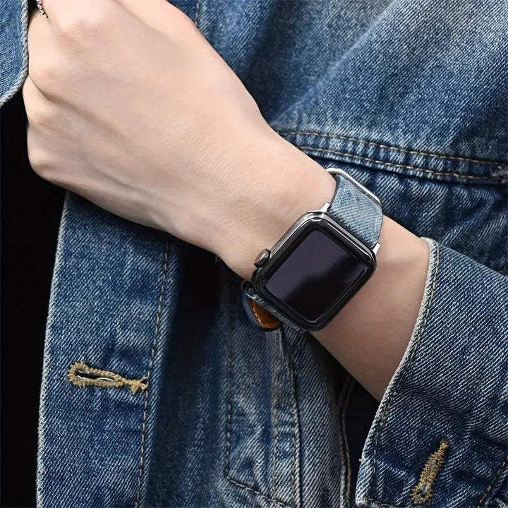 Women's casual denim smartwatch band, a comfortable & stylish accessory watch strap.