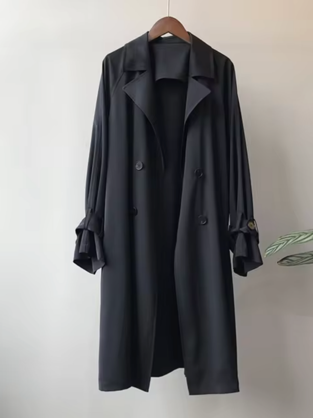 Stylish women's double-breasted waterproof trench coat with lapel, perfect for business casual, office wear, and fall fashion.