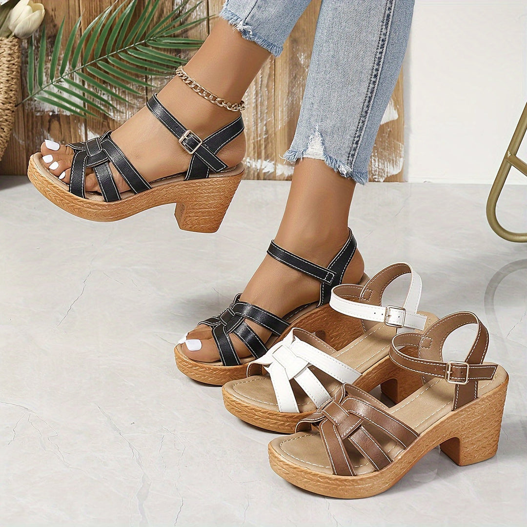 Comfortable women's fashion wedge sandals with an open toe design.