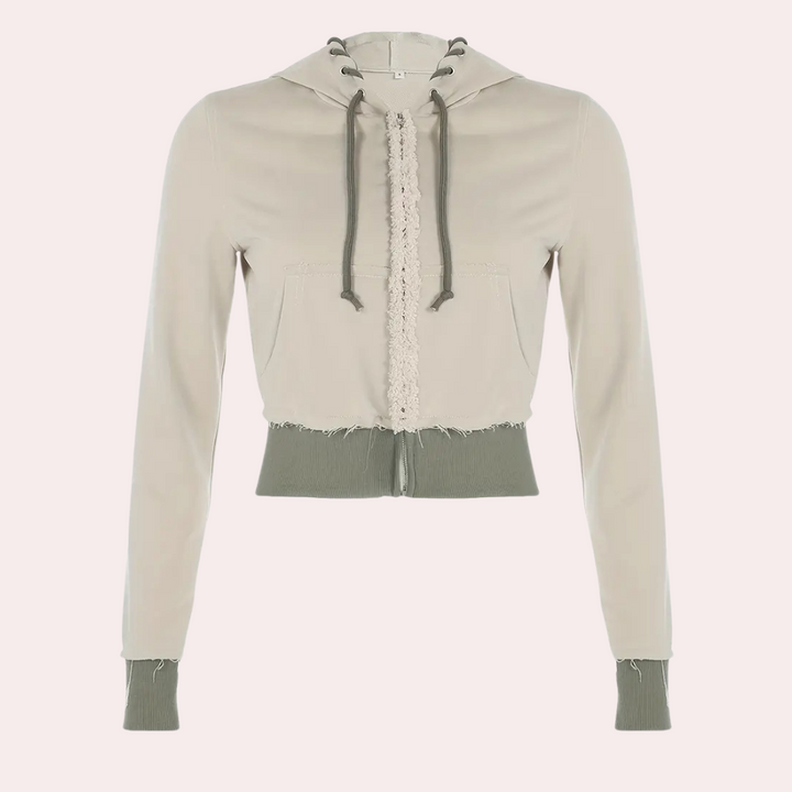 Stylish women's Elise hooded jacket in fashionable gray, perfect for versatile casual outerwear.