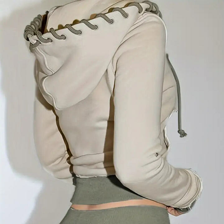 Elise women's stylish gray hooded jacket, an elegant and practical outerwear for everyday fashion.