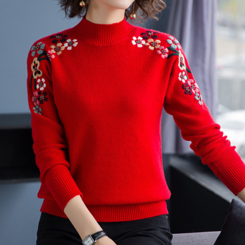 Stylish women's floral print long sleeve sweater. Perfect for casual everyday wear & versatile fashion.