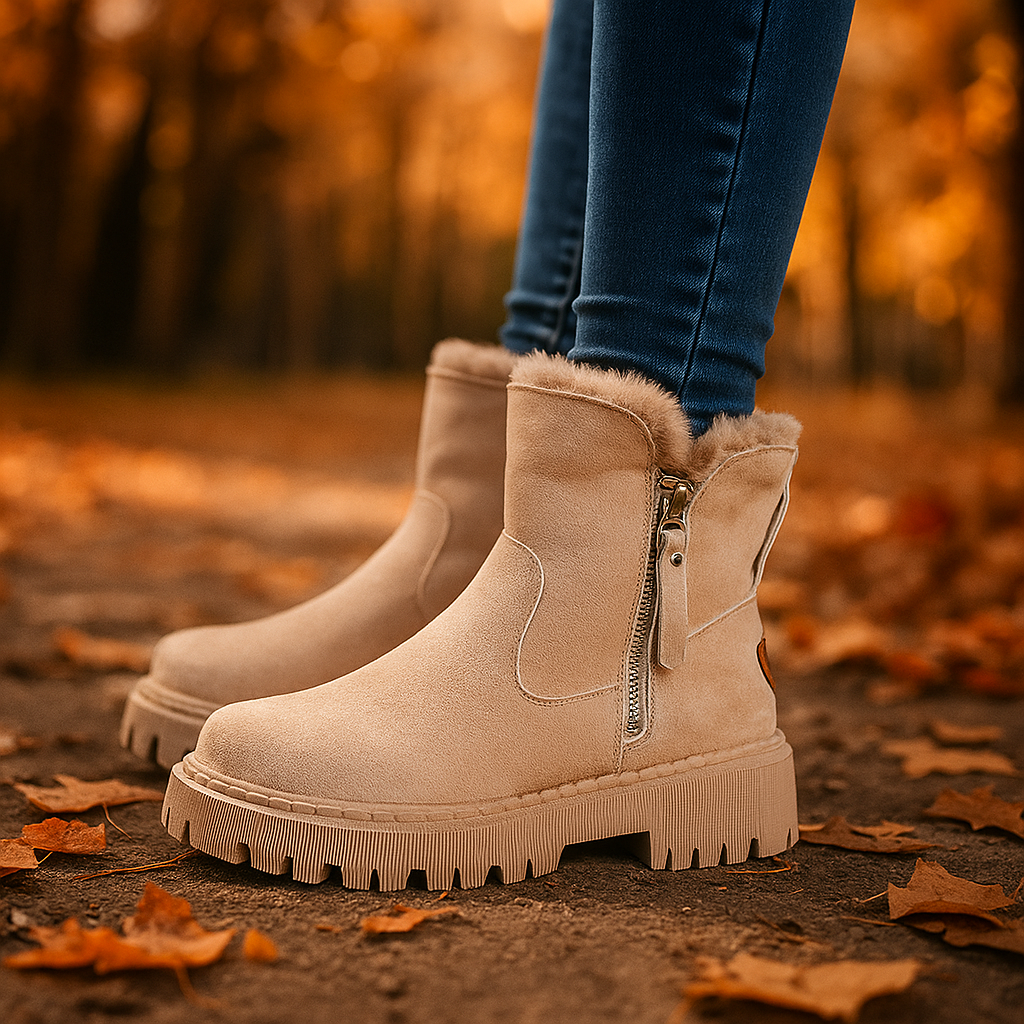 Stylish women's fur-lined winter boots, perfect for cold weather warmth and fashion.