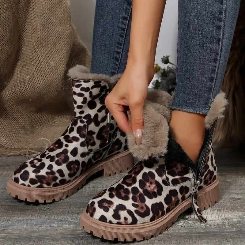 Pair of women's cozy fur-lined winter boots, ready for snow and everyday wear.