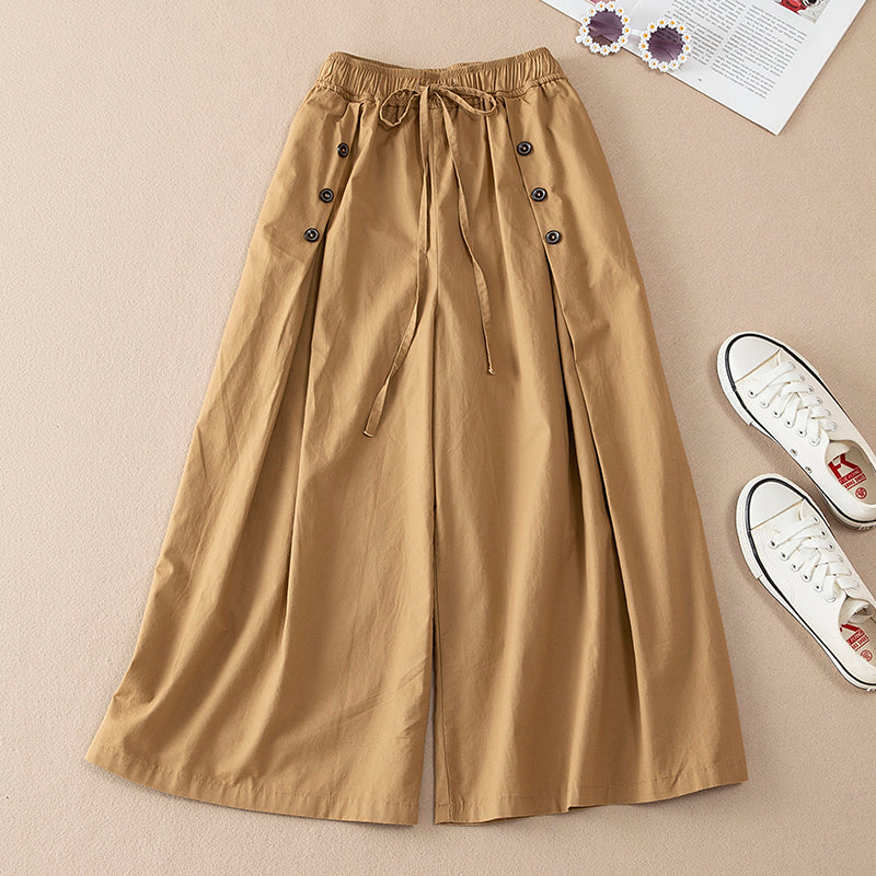 Flowing women's summer wide leg pants. High-waisted and comfortable for a chic, relaxed fit.