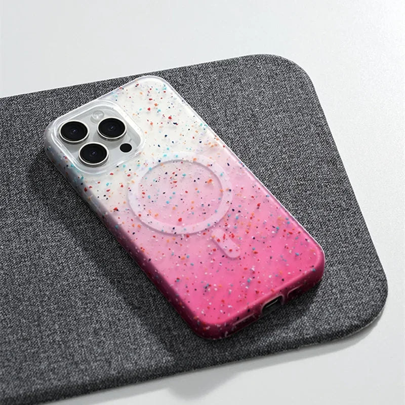 Durable women's InkSplash iPhone case, shockproof, dustproof, MagSafe compatible, stylish colorful design.