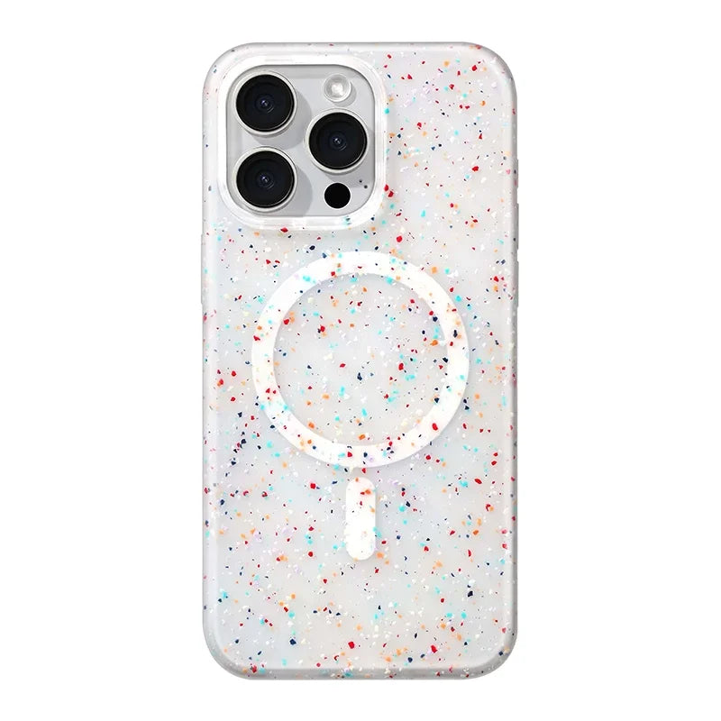 Modern chic women's InkSplash iPhone case, MagSafe compatible, protective silicone, abstract paint design.