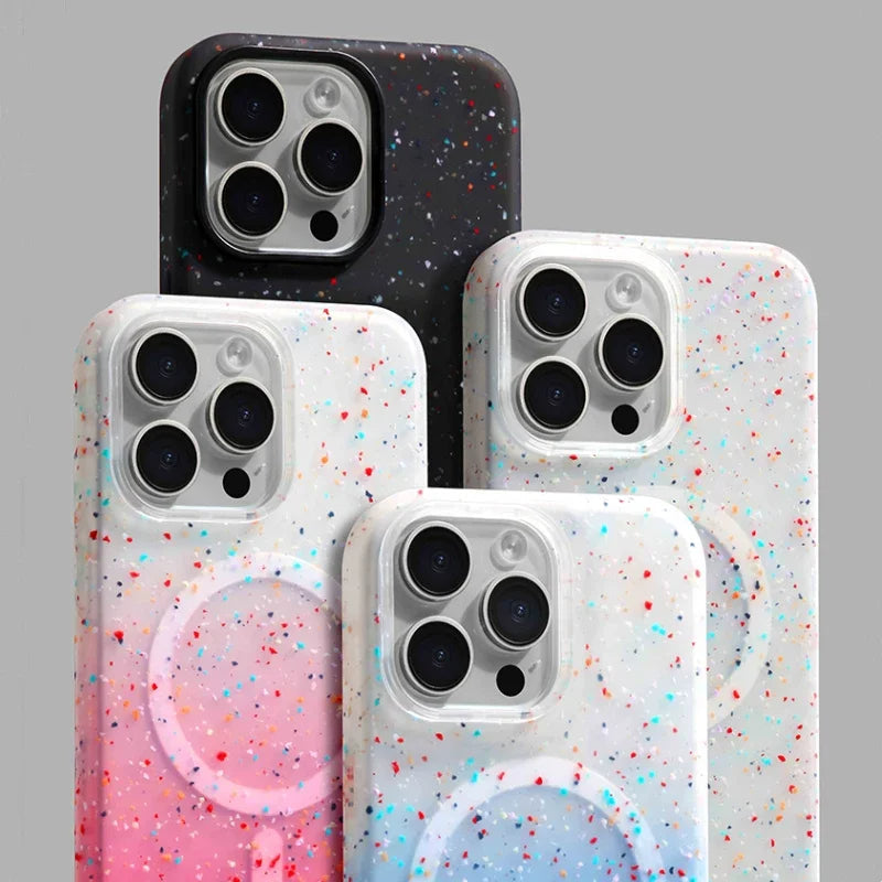 Protective women's InkSplash iPhone case, shockproof silicone, MagSafe compatible, vibrant design.