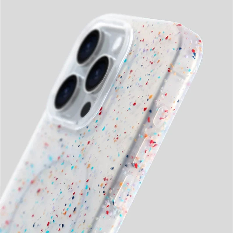 Dynamic InkSplash women's iPhone case, MagSafe compatible, protective silicone, colorful & stylish.