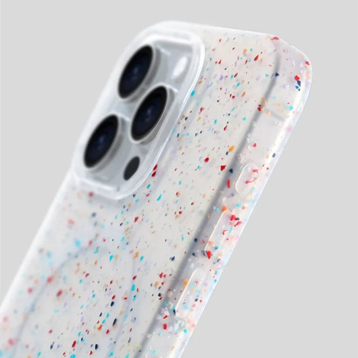 Dynamic InkSplash women's iPhone case, MagSafe compatible, protective silicone, colorful & stylish.