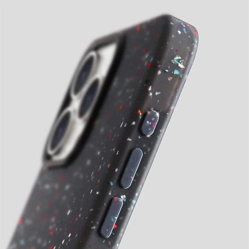 Vibrant colorful InkSplash women's iPhone case, MagSafe, protective silicone, unique paint splatter.