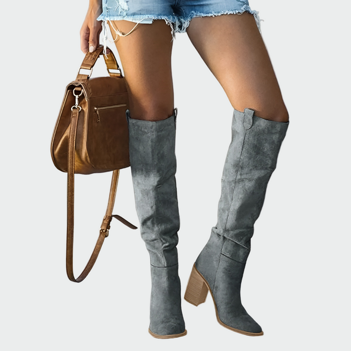Comfortable women's orthopedic knee-high boots, ideal for all-day support & warmth in cold fall & winter weather.