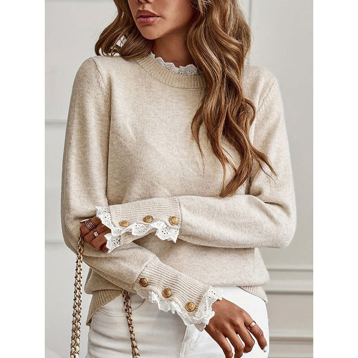 Stylish women's knitted pullover sweater, soft and comfortable for all-day everyday wear, perfect for fall fashion.