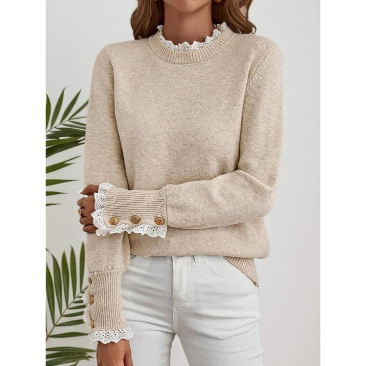 Durable anti-pill knitted long sleeve women's sweater, comfortable everyday pullover for lasting winter fashion.