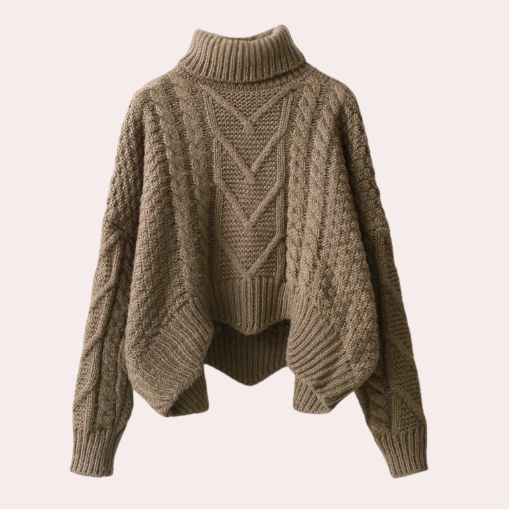 Warm & comfy women's knitted turtleneck sweater, a soft cotton blend for ultimate comfort in cold weather.