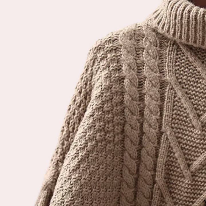 Lina women's stylish knitted turtleneck sweater, a chic fall and winter fashion staple for comfort wear.