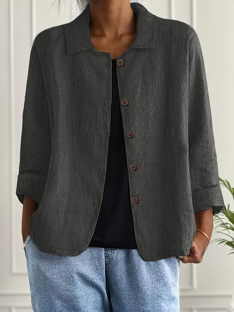 Relaxed fit women's lightweight shirt cardigan, perfect for casual elegant layering in spring/summer.