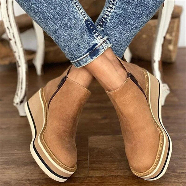 Stylish women's low ankle boots with comfortable low heel, perfect for fall fashion & everyday wear.