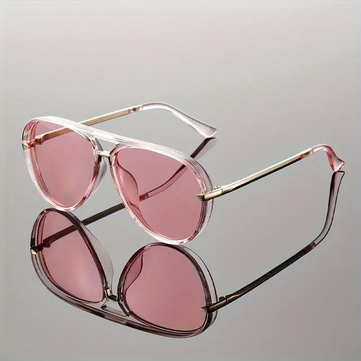 Modern women's oversized aviator sunglasses. Chic summer fashion eyewear with excellent UV protection.