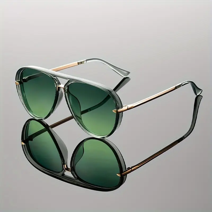 Women's oversized aviator sunglasses. Fashionable eyewear for stylish summer looks and UV protection.