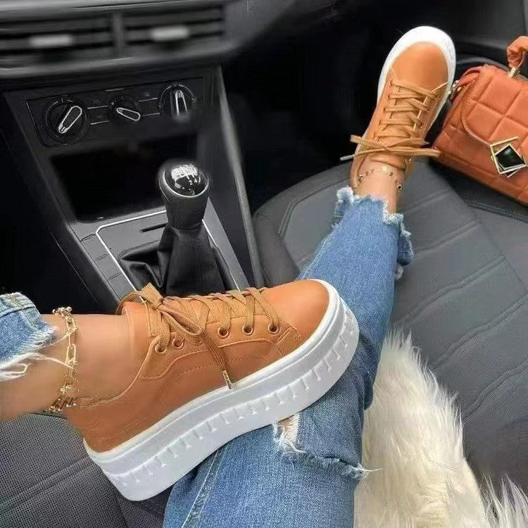 Fashion-forward women's platform sneakers. Stylish ladies shoes with a comfortable chunky sole for everyday wear.