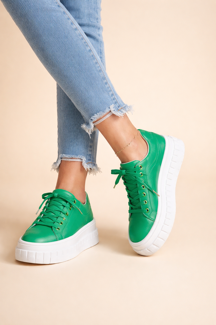 Chic women's platform sneakers with a chunky sole. Cushioned for comfortable everyday wear, ultimate fashion statement.