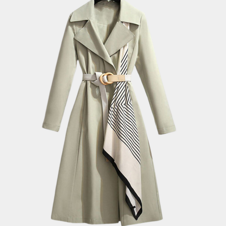 Elegant ladies belted trench coat in a classic style for all-season outerwear.