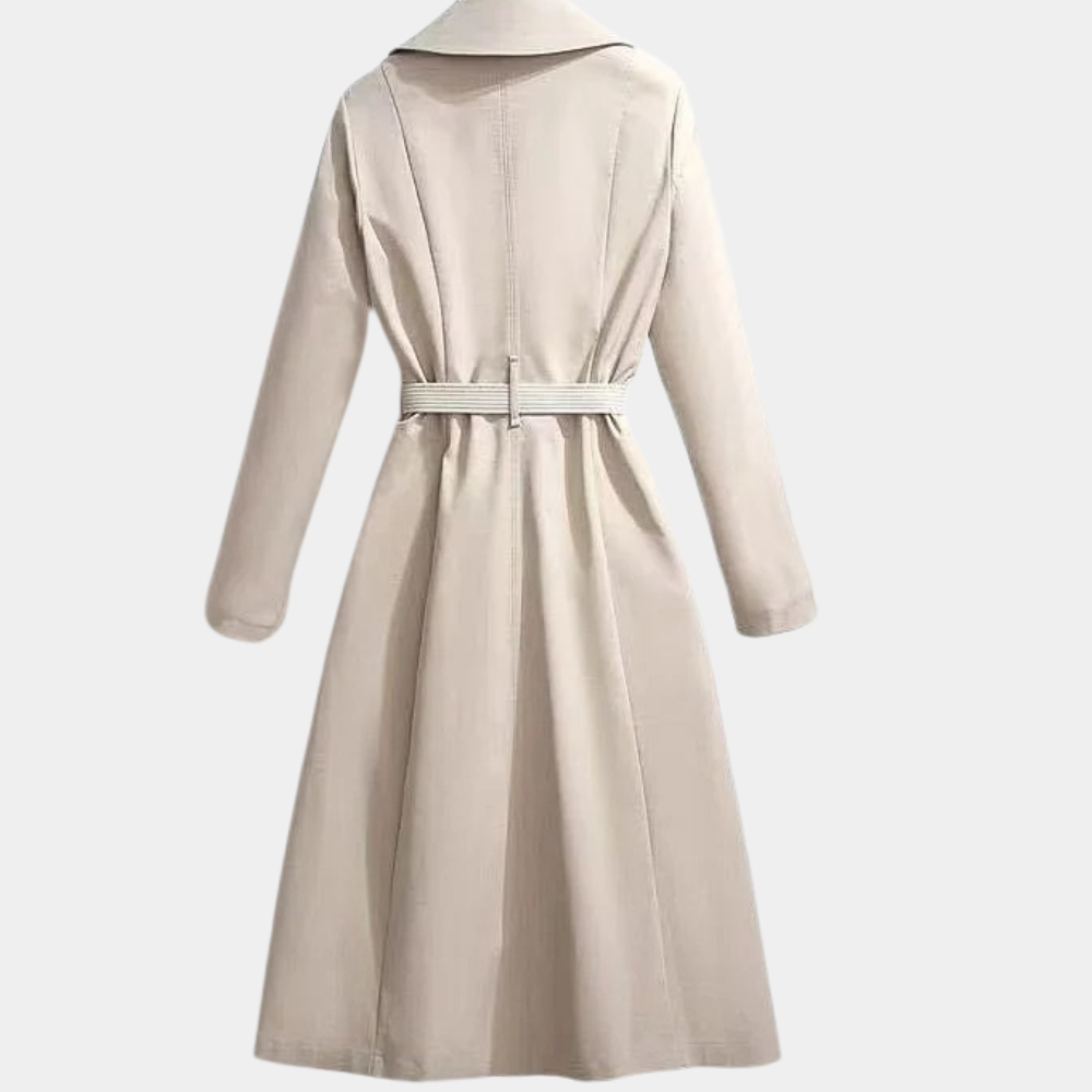 Elegant women's belted trench coat, a stylish and versatile all-season outerwear fashion.
