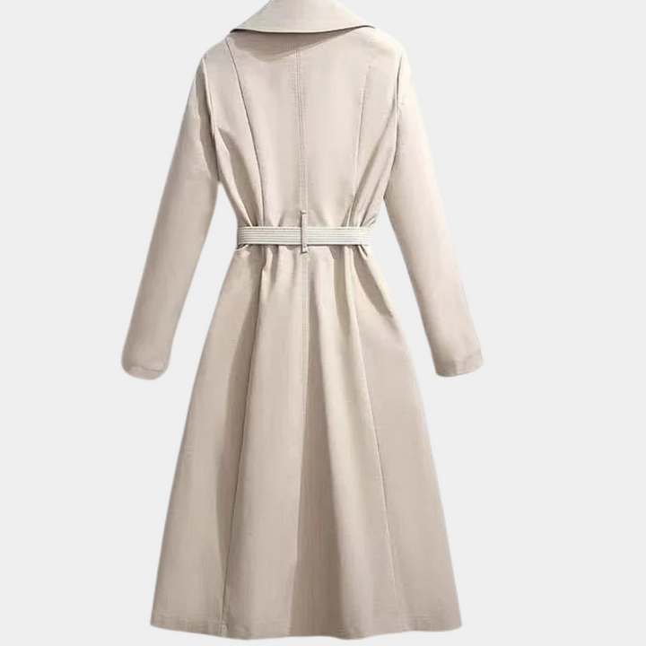 Elegant women's belted trench coat, a stylish and versatile all-season outerwear fashion.