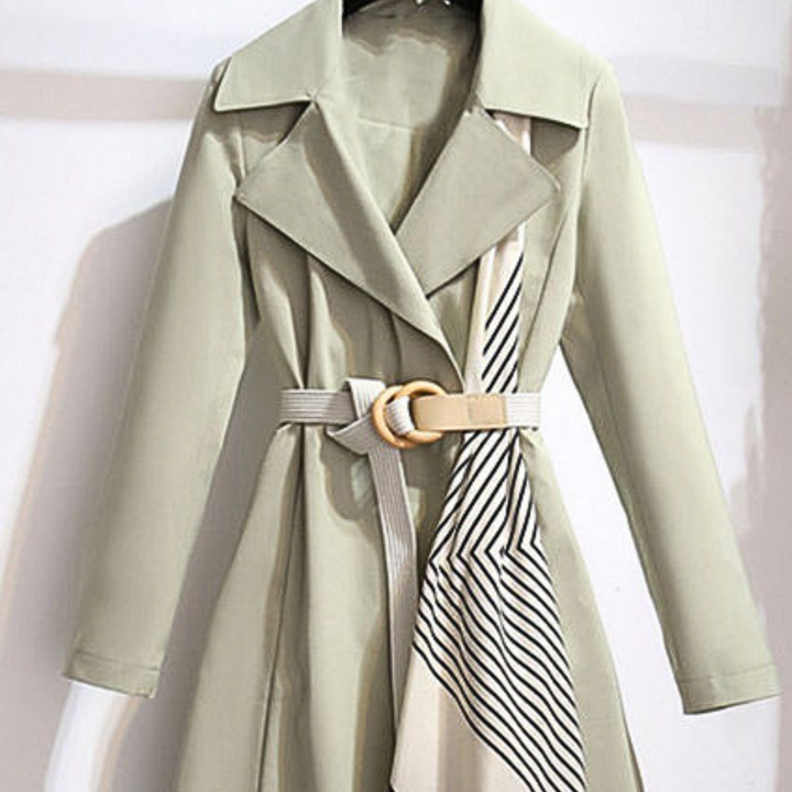 Women's classic long trench coat with a chic belt for sophisticated and versatile outerwear.