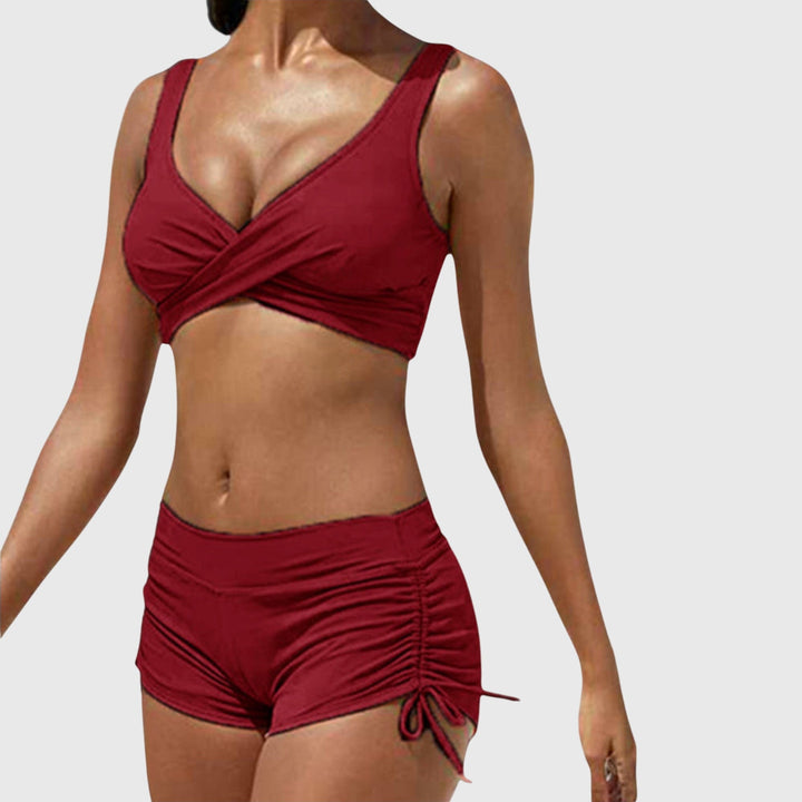 Trendy women's two-piece bikini set, a flattering swimsuit for beach outfits, pool days & summer trips.