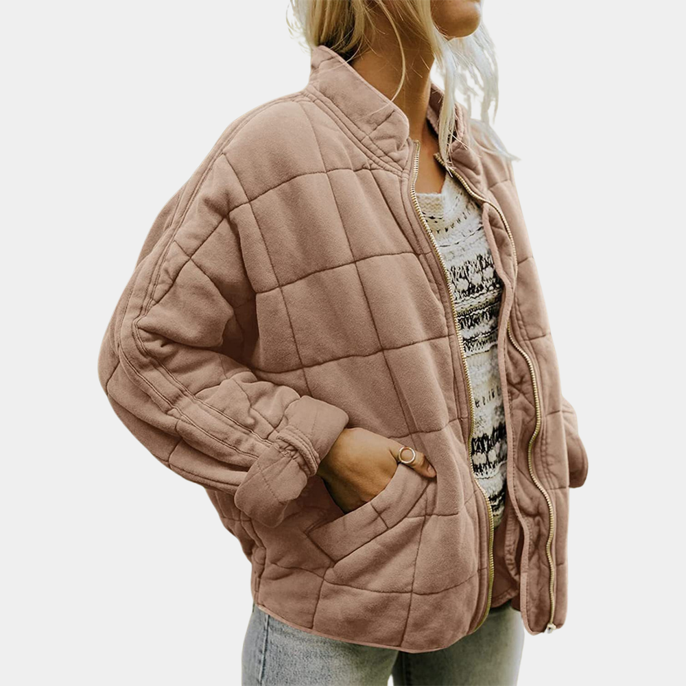 Elegant women's warm spring jacket. Versatile transitional outerwear, perfect for casual or smart-casual looks.