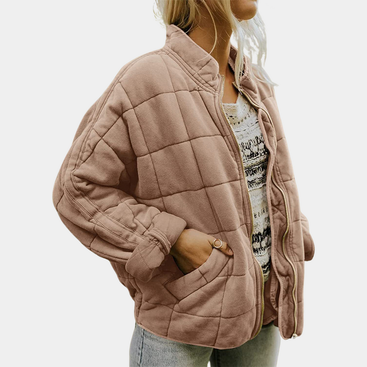 Elegant women's warm spring jacket. Versatile transitional outerwear, perfect for casual or smart-casual looks.