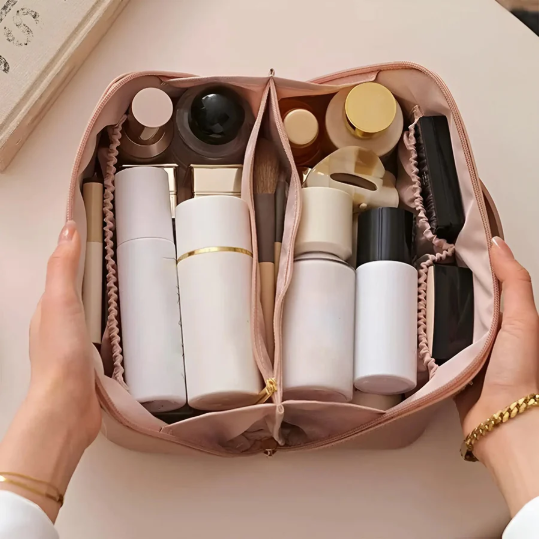 Durable beauty organizer, women's waterproof makeup bag for neat cosmetic storage and convenient travel.
