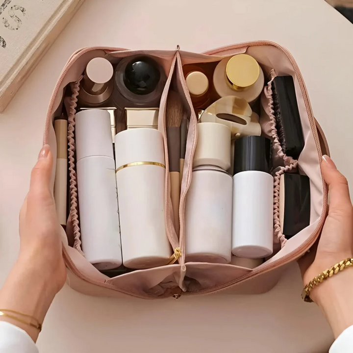 Durable beauty organizer, women's waterproof makeup bag for neat cosmetic storage and convenient travel.