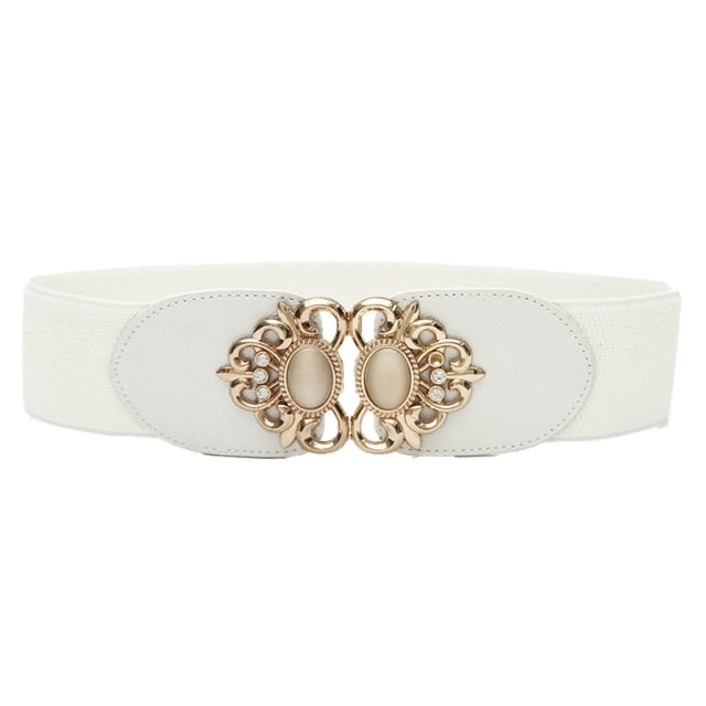 Comfortable & stylish wide women's PU leather belt, great for cinching fashion dresses & tops.