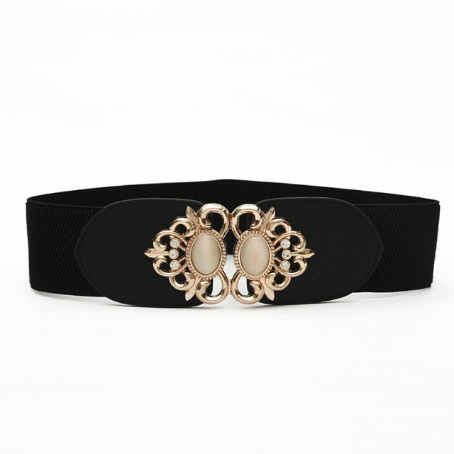 Everyday fashion wide women's PU leather belt, stylish for dresses, casual & professional outfits.