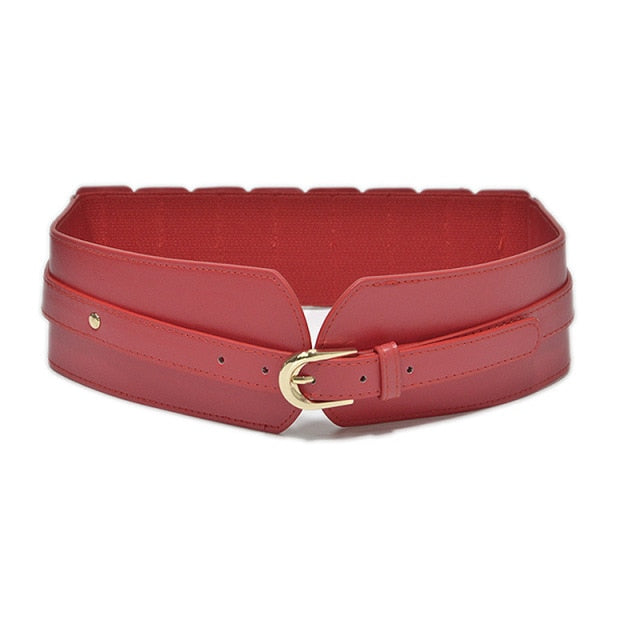 Essential wide women's PU leather belt, a stylish fashion accessory for versatile outfits & cinching.