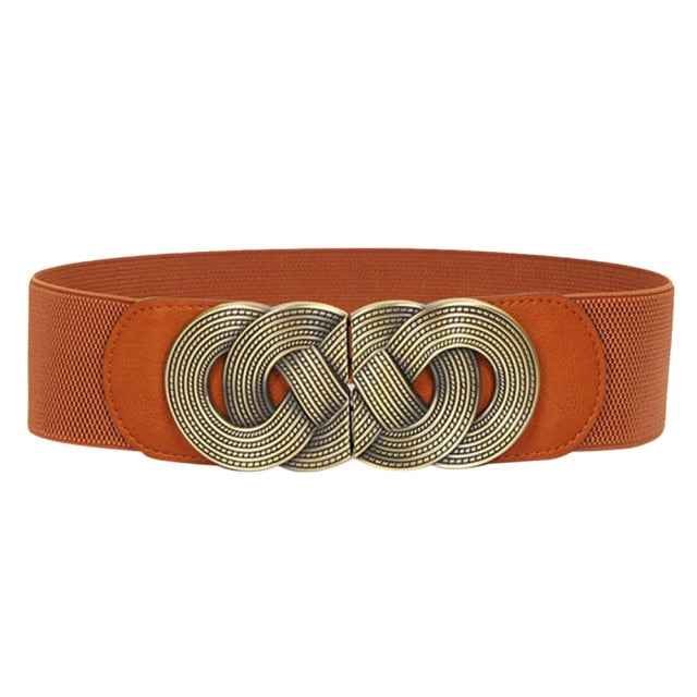 High-fashion wide women's PU leather belt, perfect for cinching dresses & creating stylish looks.