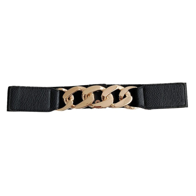 Chic women's wide PU leather belt, perfect fashion accessory for cinching dresses and defining waistlines.