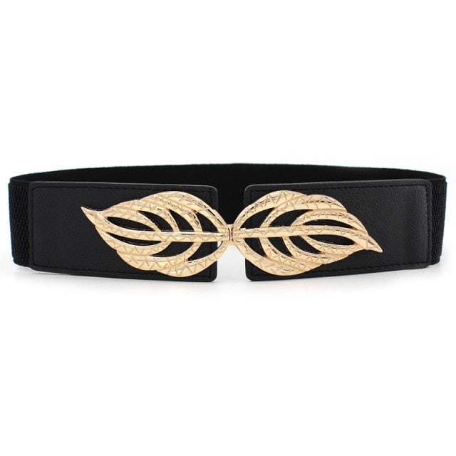 Modern wide women's PU leather belt, stylish fashion accessory for a chic & refined look.