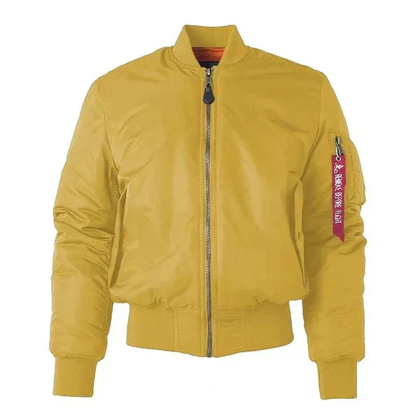 Chic MA-1 style women's bomber jacket, wind-resistant and lightweight, great for everyday wear.